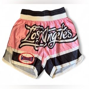 ROMWE Waistband Black and Pink Boxing Shorts Size Small